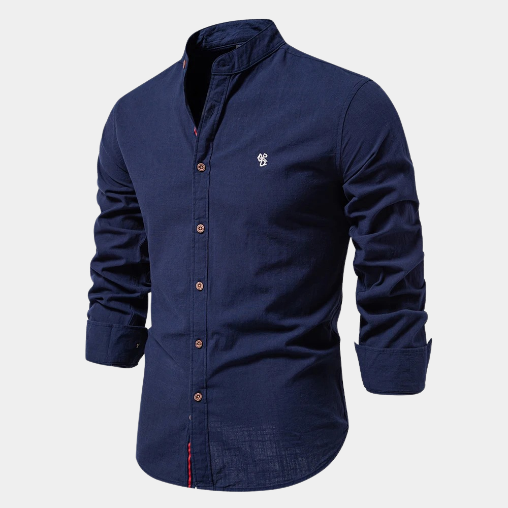 Casual men's long-sleeve shirt, designed for summer comfort. A cool & breathable warm weather top.