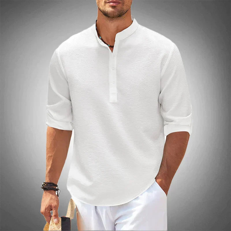 Men's lightweight short sleeve summer shirt, breathable and comfortable for warm weather casual wear. Stylish collared button-up.