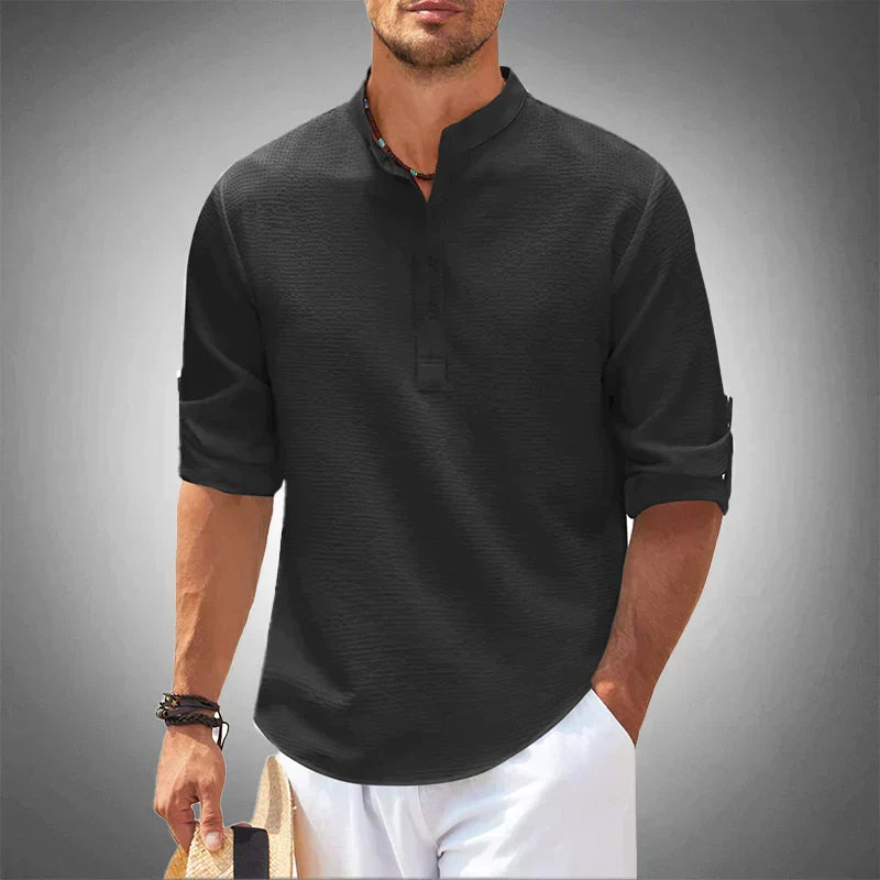 Stylish men's casual short sleeve shirt, versatile for summer fashion. Lightweight and breathable for daily comfort.