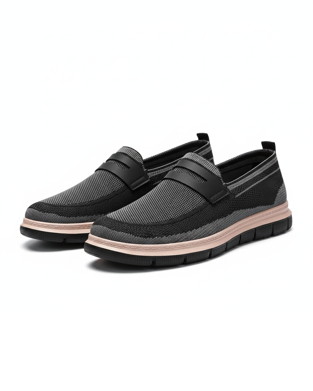 Men's lightweight slip-on loafers in breathable knit, perfect for casual wear.