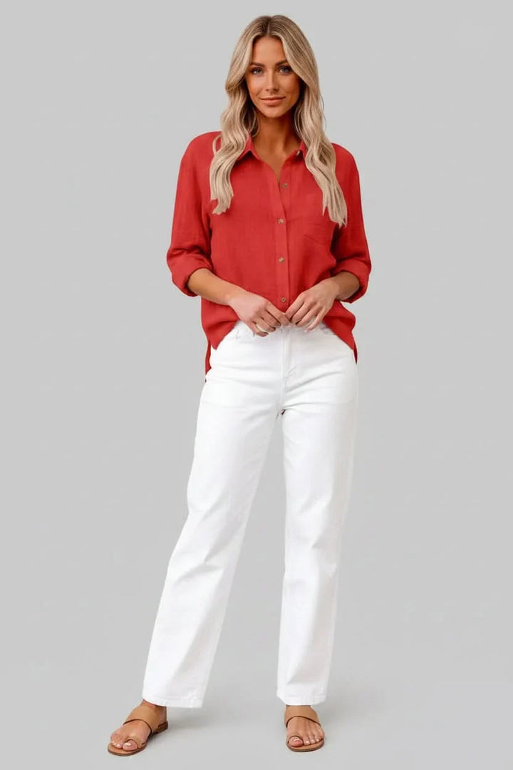 Comfortable men's lightweight solid shirt with button-up front. Breathable fabric for daily casual wear.