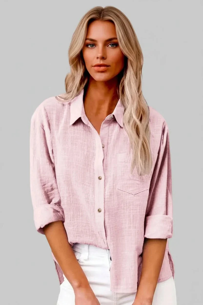 Cool, breathable men's lightweight solid button-up shirt. Perfect casual top for warm weather & relaxed style.