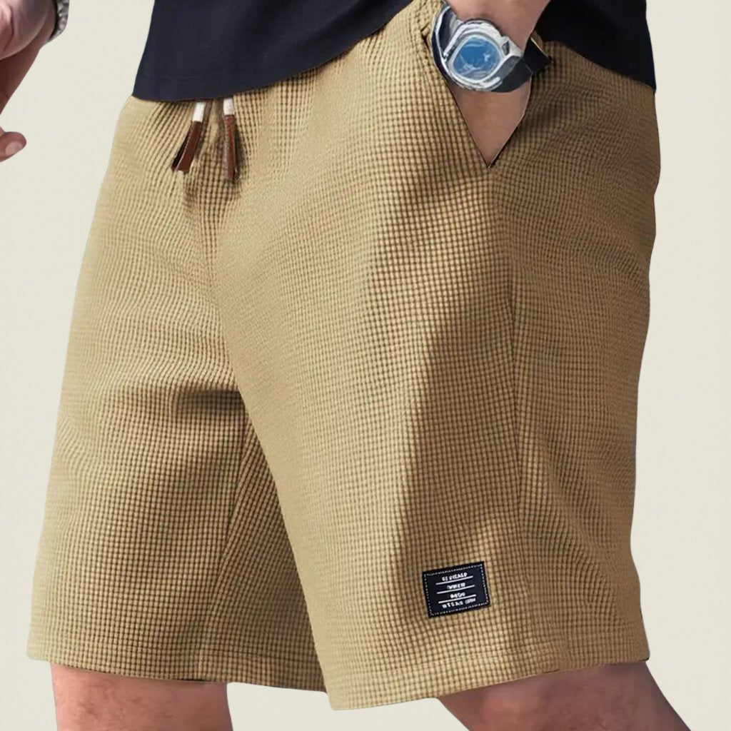 Breathable men's lightweight waffle shorts for summer, offering casual style and ultimate comfort.