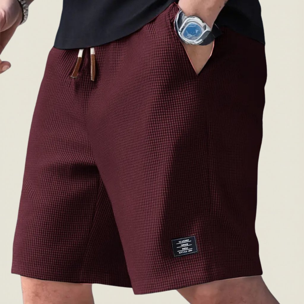 Men's summer casual waffle shorts, lightweight with drawstring, ultimate comfort for travel & outdoor.