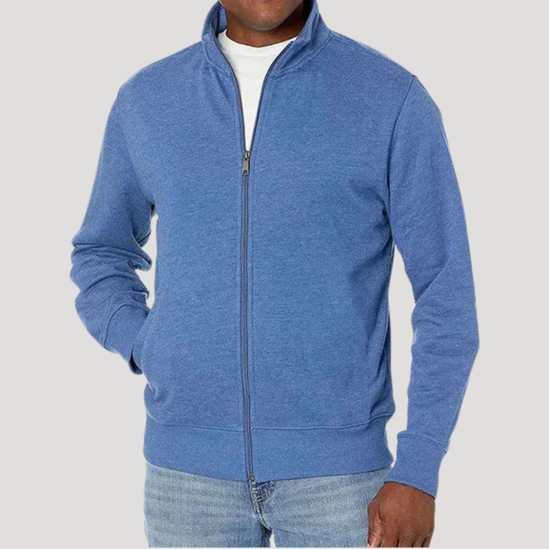 Texture detail of the fabric on a men's casual spring jacket, highlighting its soft and comfortable feel.