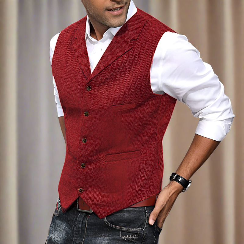Men's longline V-neck suit vest, perfect for formal occasions, business attire & professional look.