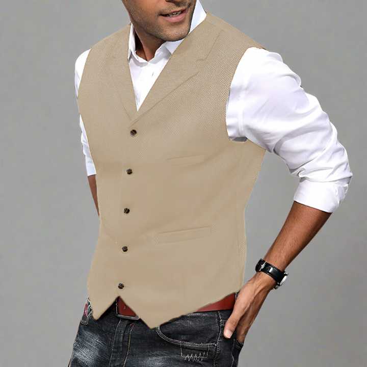 Formal men's longline V-neck vest for special occasions, business attire, and elegant wedding looks.