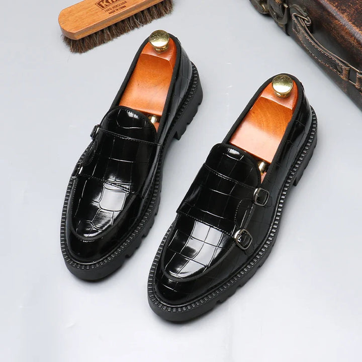 Men's fashion: luxurious crocodile embossed slip-on loafers, a versatile and trendy choice for any stylish man.