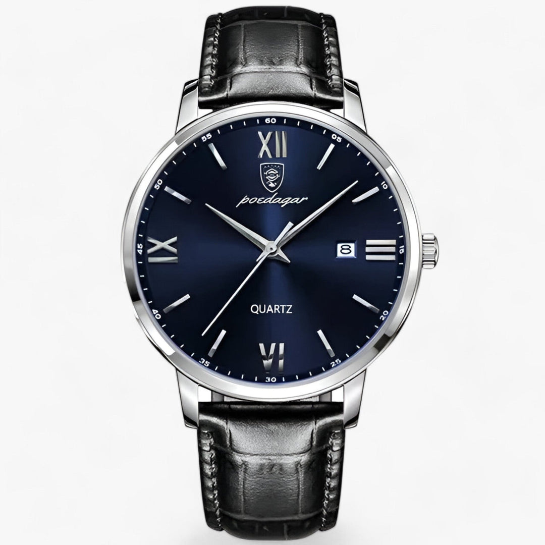 Premium men's quartz watch with a refined design and durable genuine leather strap for elegant style.