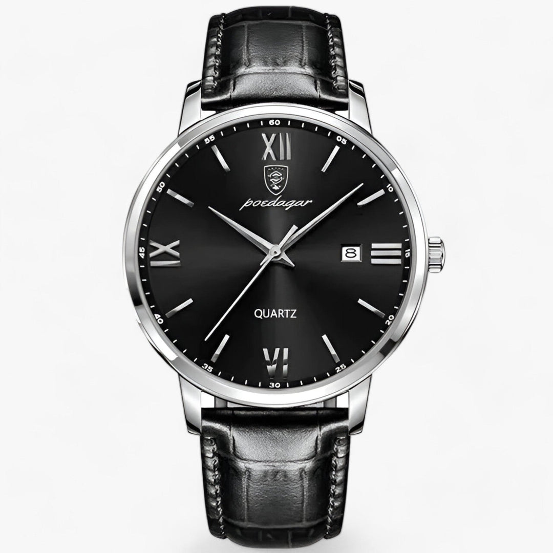 Genuine leather strap men's luxury quartz watch, offering timeless style and accurate timekeeping.