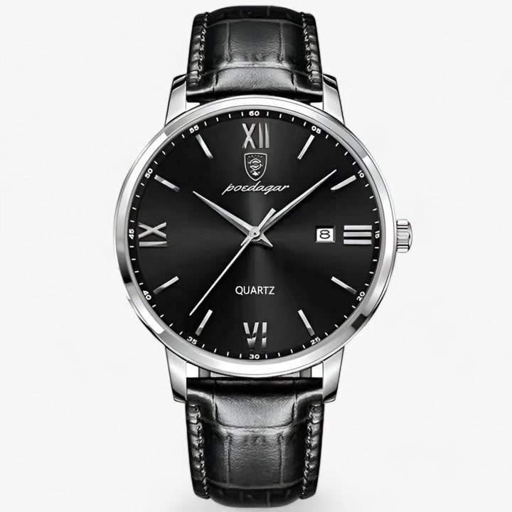 Genuine leather strap men's luxury quartz watch, offering timeless style and accurate timekeeping.