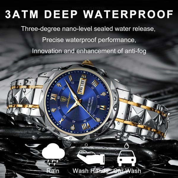 Sophisticated men's waterproof luminous dress watch. Luxury gift for men, ideal for business or events.