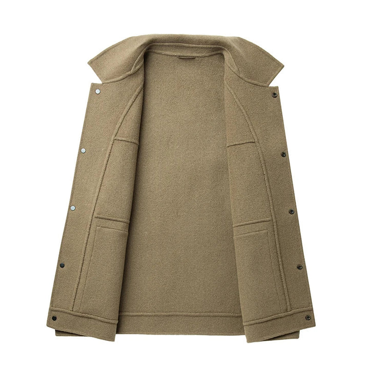 Tailored men's luxury field jacket overshirt made from high-quality wool, great for cold weather
