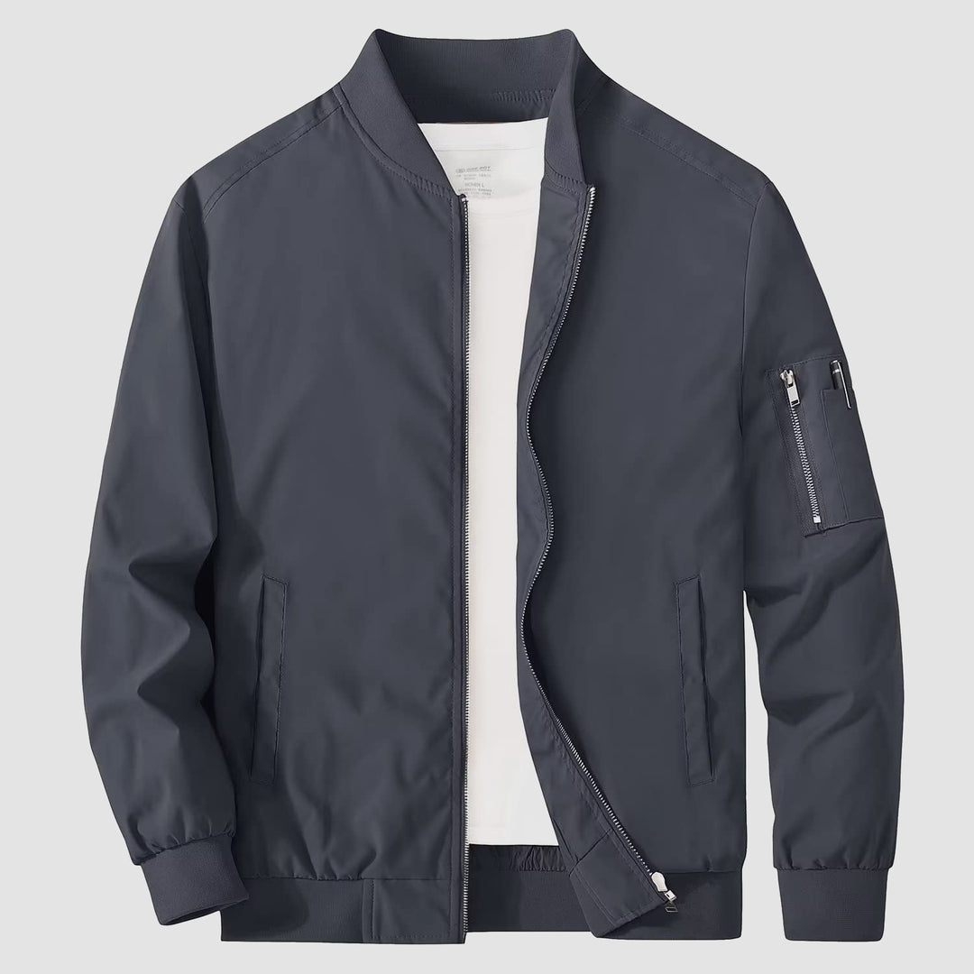 Interior lining of a men's bomber jacket, demonstrating thoughtful design and comfort