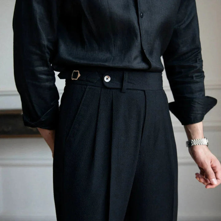 Relaxed fit men's business trousers, comfortable for office wear and versatile for a smart casual look.