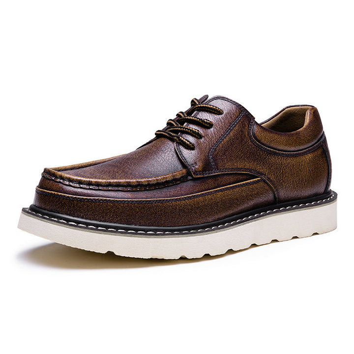Men's modern casual brown leather boots, comfortable stylish footwear for everyday wear