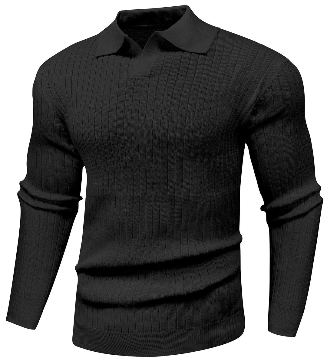 Men's Modern Fit Knit Long Sleeve Polo Shirt, polyester, for casual or formal wear