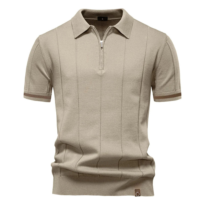 Soft-touch men's quarter-zip polo shirt, a comfortable & stylish casual top.