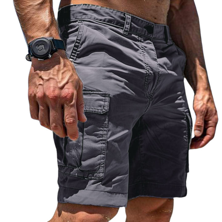 Men's multi-pocket cargo shorts, durable cotton blend, ideal for casual wear & outdoor utility.
