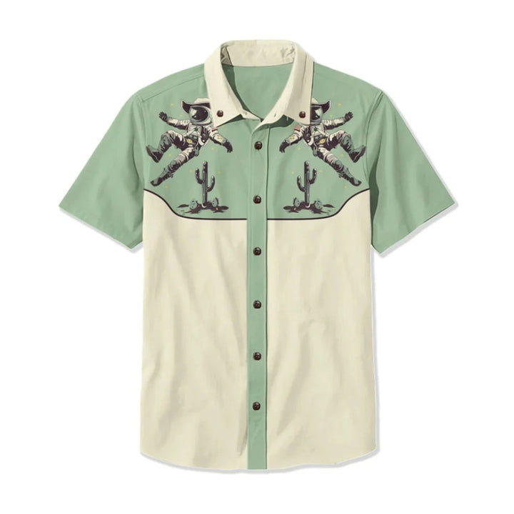 Men's Nashville style western shirt with unique floral embroidery on yoke.