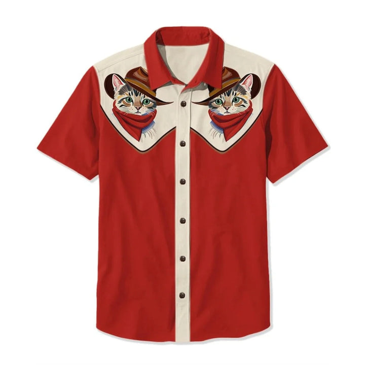 Embroidered long sleeve men's western shirt, vintage style button-up.