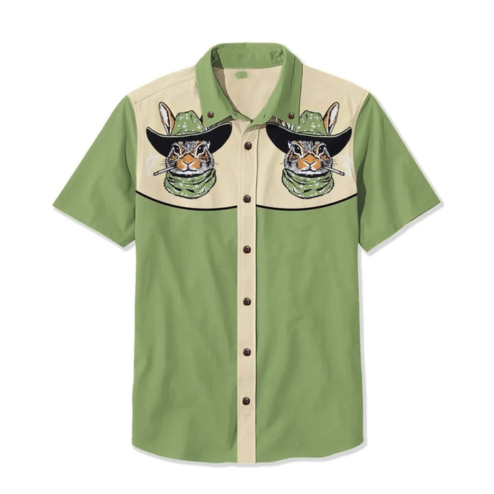 Menswear long sleeve western shirt, distinctive embroidered design.