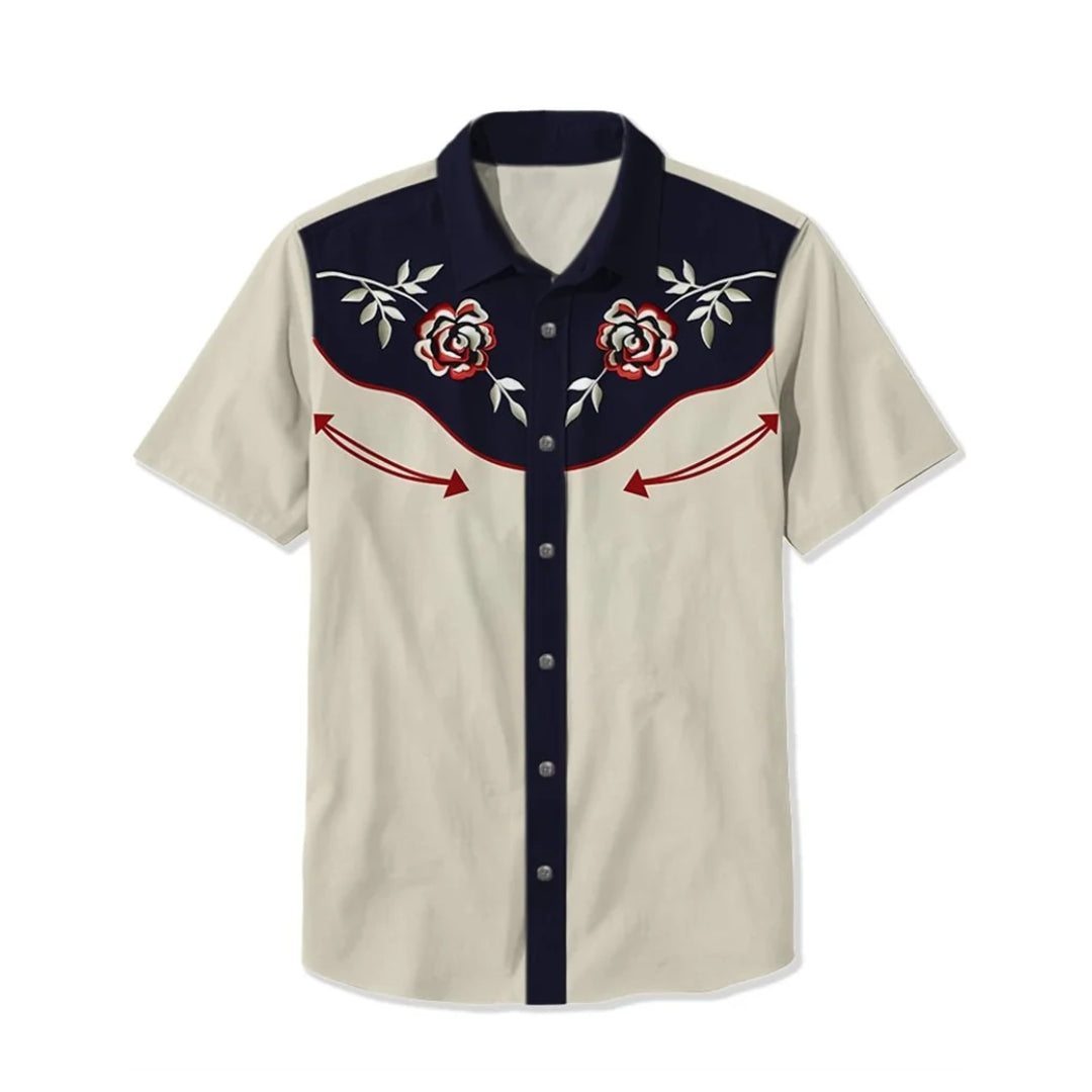 Men's embroidered western fashion shirt, long sleeve, cowboy style, button-up.