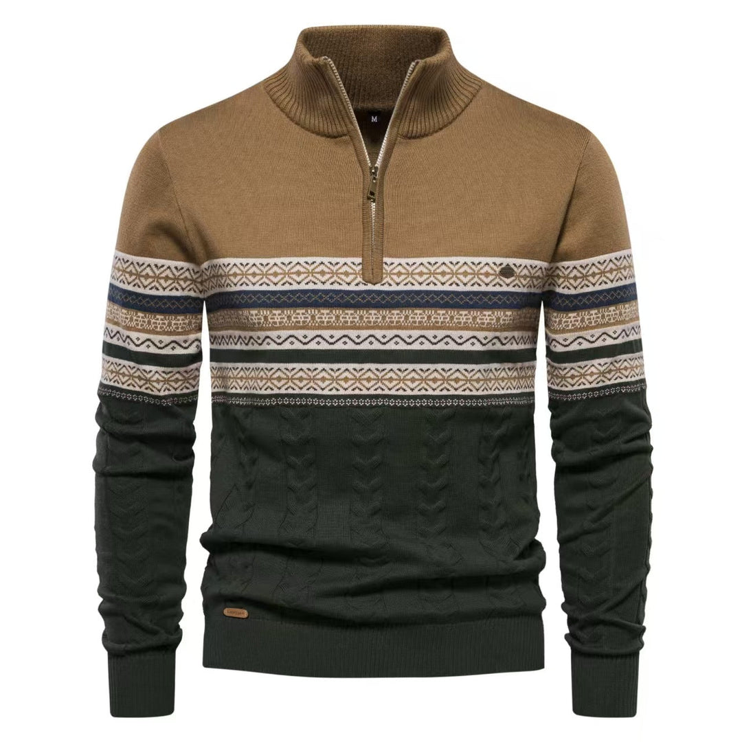 Men's timeless Nordic half-zip pullover, cotton blend, featuring a classic design