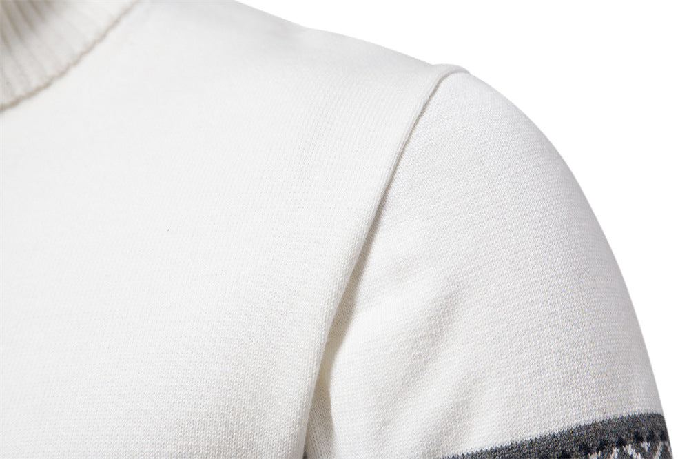 Men's warm and classic half-zip pullover sweater, Nordic pattern, cotton blend