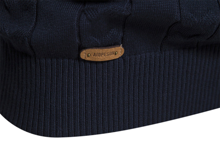 Vibrant men's half-zip Nordic knit sweater, cotton blend, suitable for various occasions