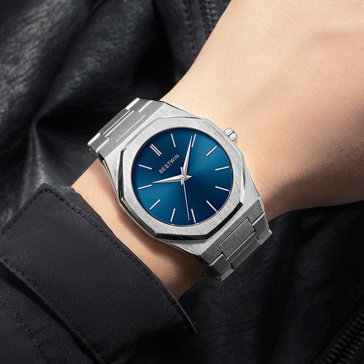 Men's classic octagonal watch with a durable stainless steel band, ideal for daily wear