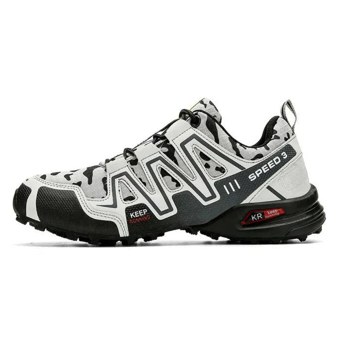 Durable men's camo orthopedic sneakers with cushioned support, ideal for active daily wear and walking.