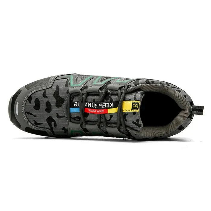 Textured camo orthopedic sneakers for men, engineered with a cushioned sole for supreme comfort and support.