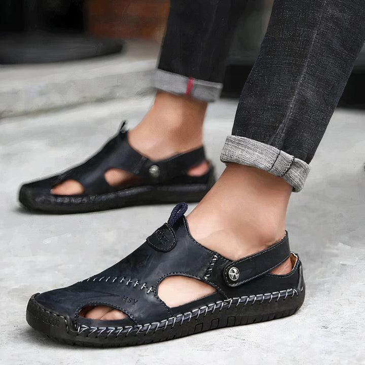 Adjustable men's comfort sandals with superior foot support, perfect for long walks & orthopedic relief.