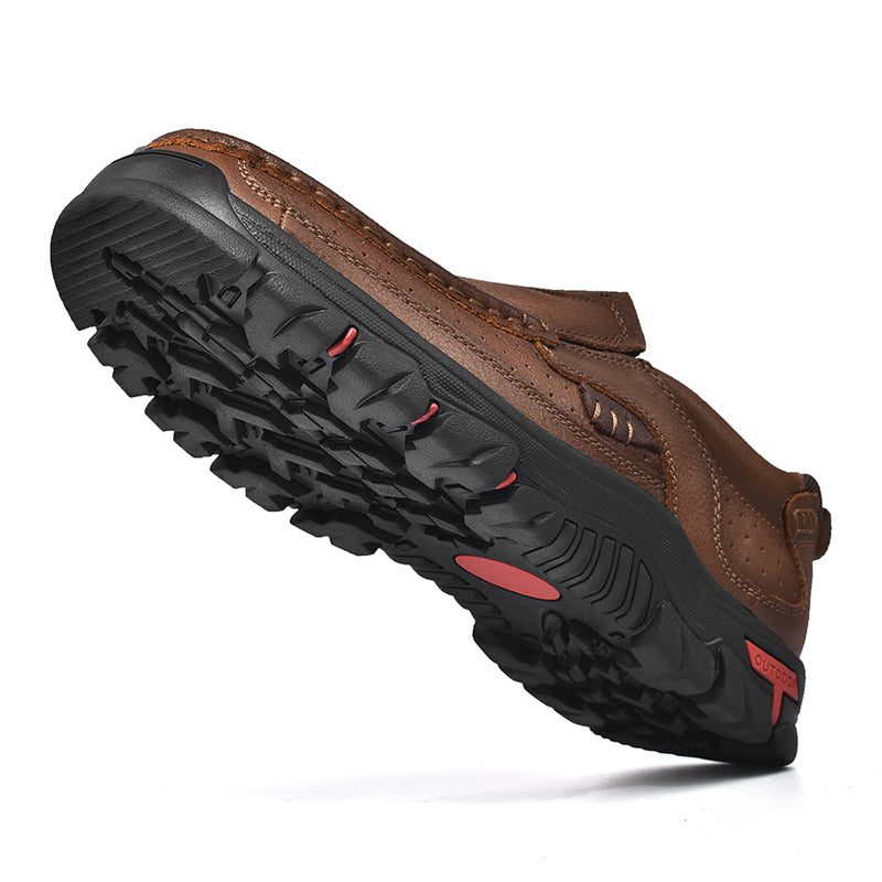 Men's Orthopedic Comfort Boots, a mix of leather and textile, side profile, for ultimate foot support