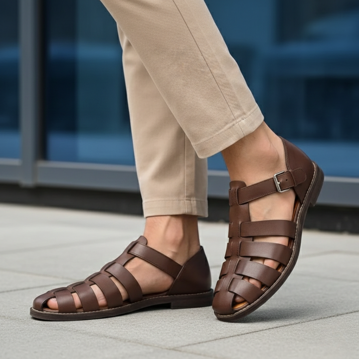Durable men's orthopedic gladiator sandals, providing all-day comfort and foot support for summer adventures.