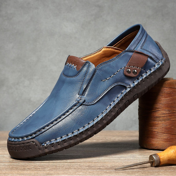 Stylish men's black orthopedic leather shoes, perfect for formal or casual wear, offering posture support