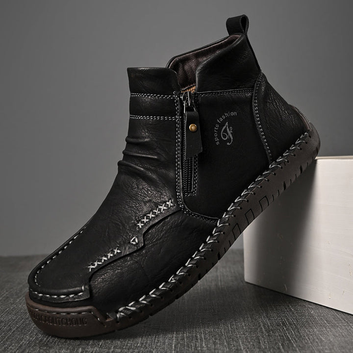 Men's orthopedic outdoor boots, dark brown, with an emphasis on comfort and foot support