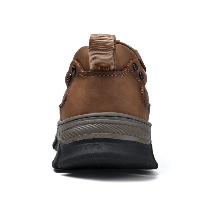 Orthopedic men's boots, brown leather, comfortable, ideal for autumn, posture support