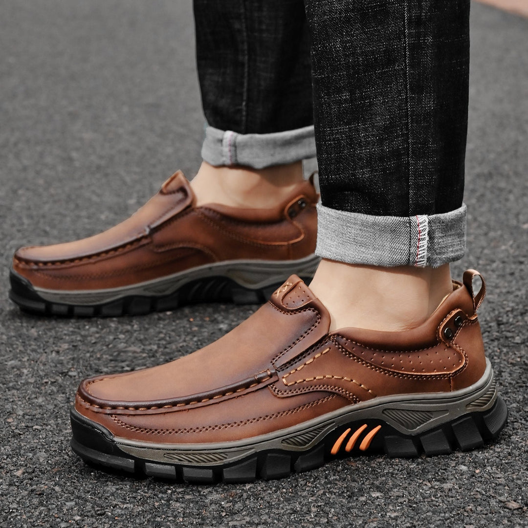 Side view of Men's Orthopedic Transition Boots, breathable design, posture support footwear