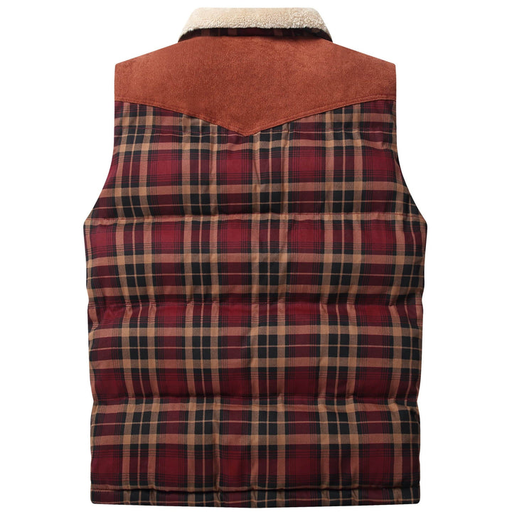 Men's outdoor adventure vest with zipper and snap closures, secure fit