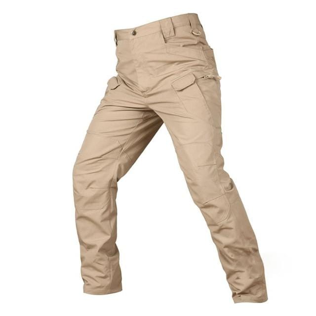 Men's water-repellent ripstop cargo pants with secure zippered pockets, suitable for work or outdoor adventures.