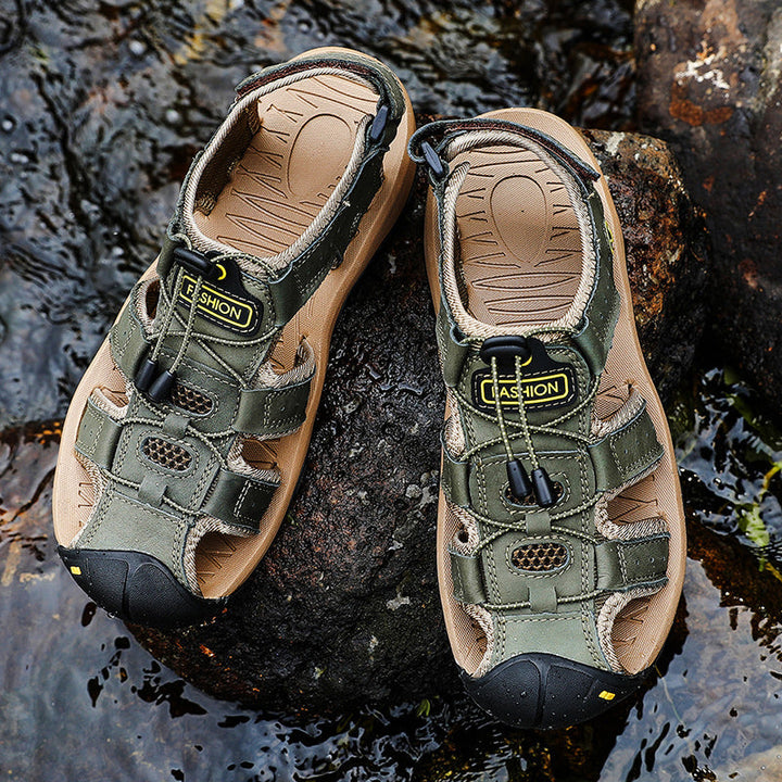 Men's leisure sandals, combining functionality of hiking gear with a relaxed summer style