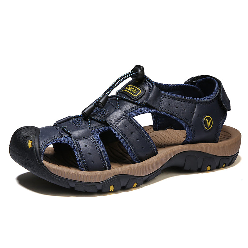 Men's brown leather sandals, excellent for beach trips, hiking, and everyday summer wear