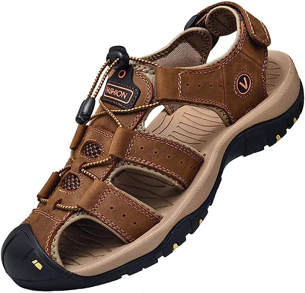 Men's outdoor footwear, combining the style of leather sandals with athletic performance features