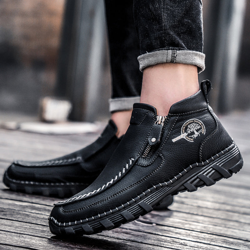 Men's orthopedic leather boots, offering superb arch support and cushioning