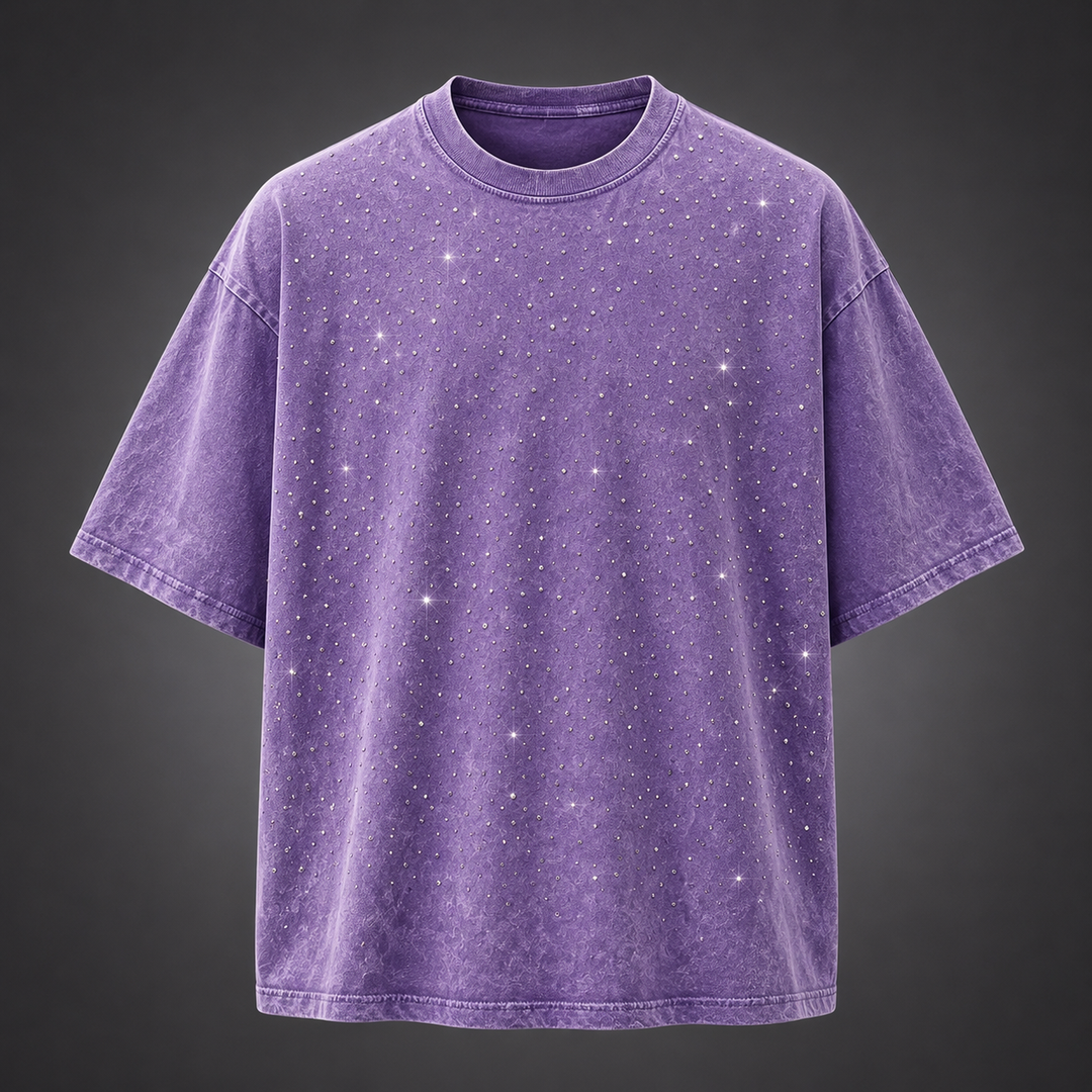 Elevate your style with this men's oversized rhinestone t-shirt, a perfect blend of comfort & trend.