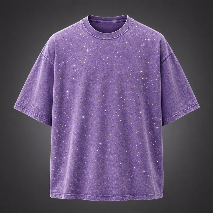 Elevate your style with this men's oversized rhinestone t-shirt, a perfect blend of comfort & trend.