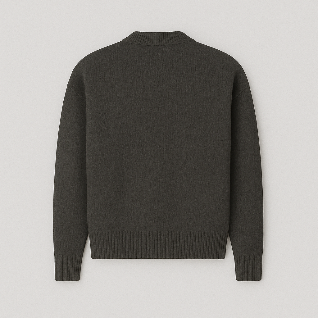 Unique men's oversized sweater with a playful heart graphic. Comfortable crew neck style.