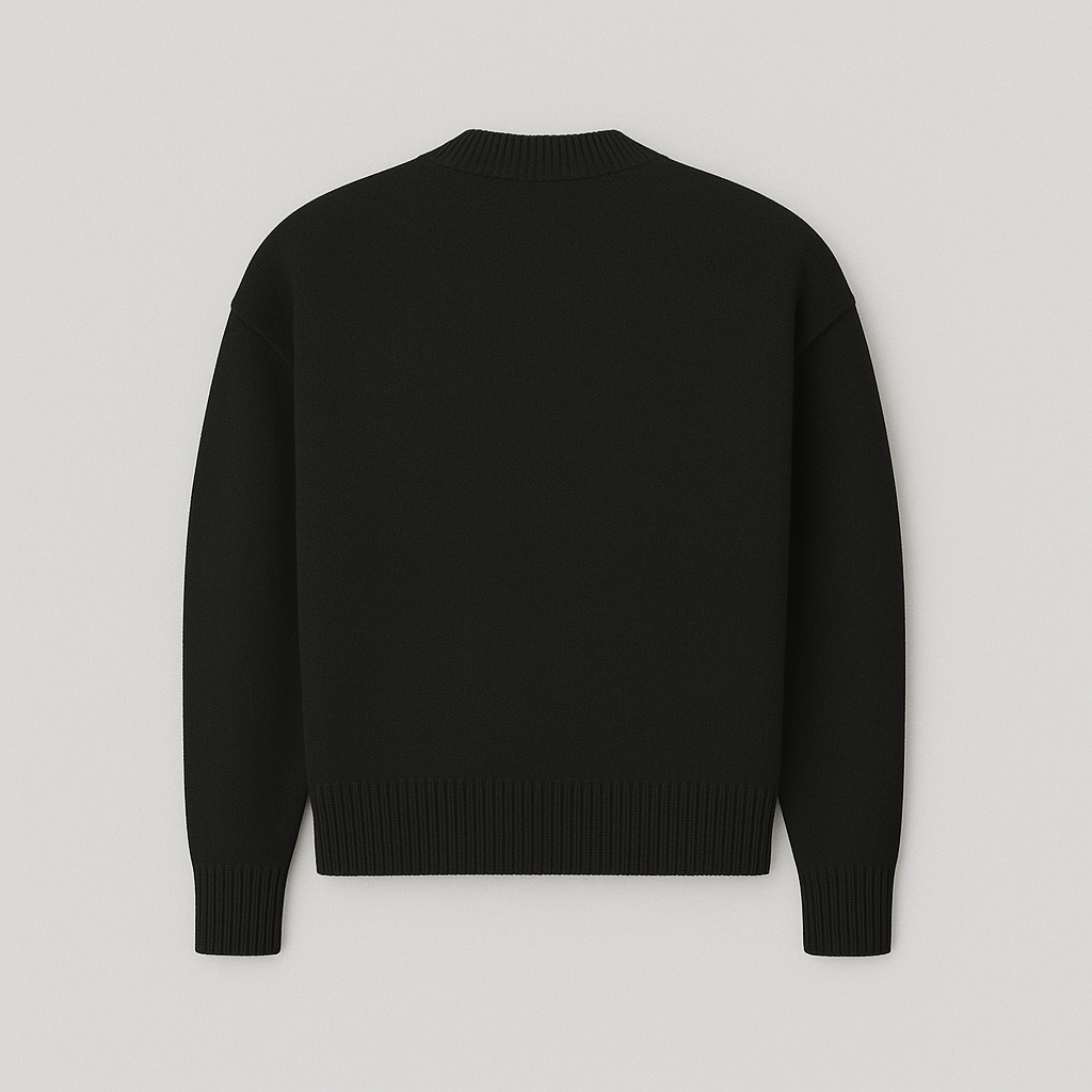 Stylish men's oversized sweater, unique heart pattern, classic crew neck. Great for winter fashion.